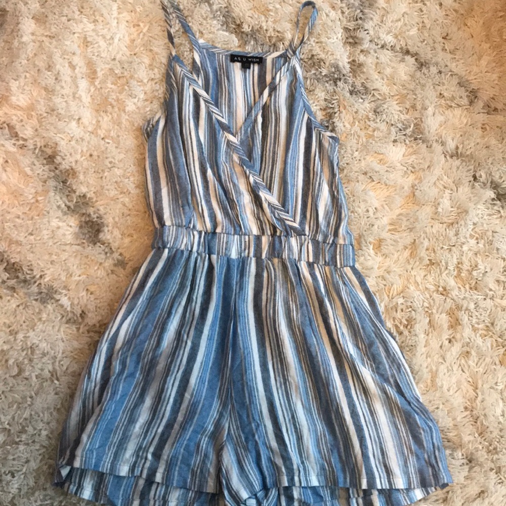 Striped spaghetti strap romper